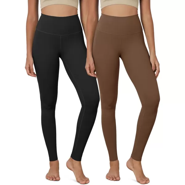 ODODOS ODCLOUD 2Pack Buttery Soft Lounge Yoga Leggings for Women 23quot  25quot 28quot High Waist Yoga PantsBlackbrunette