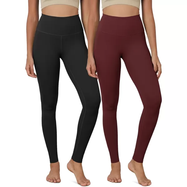 ODODOS ODCLOUD 2Pack Buttery Soft Lounge Yoga Leggings for Women 23quot  25quot 28quot High Waist Yoga PantsBlackburgundy