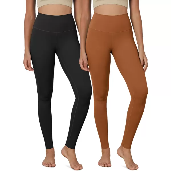 ODODOS ODCLOUD 2Pack Buttery Soft Lounge Yoga Leggings for Women 23quot  25quot 28quot High Waist Yoga PantsBlackcaramel