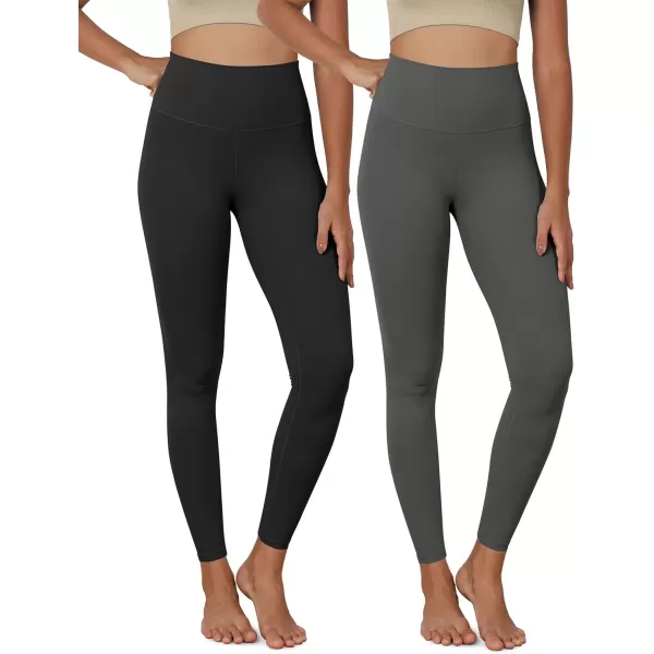 ODODOS ODCLOUD 2Pack Buttery Soft Lounge Yoga Leggings for Women 23quot  25quot 28quot High Waist Yoga PantsBlackcharcoal