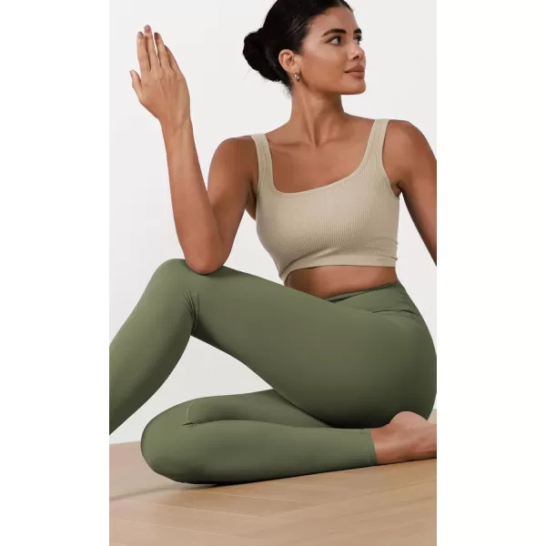ODODOS ODCLOUD 2Pack Buttery Soft Lounge Yoga Leggings for Women 23quot  25quot 28quot High Waist Yoga PantsBlackdark Olive
