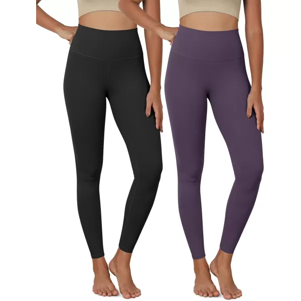 ODODOS ODCLOUD 2Pack Buttery Soft Lounge Yoga Leggings for Women 23quot  25quot 28quot High Waist Yoga PantsBlackdark Purple