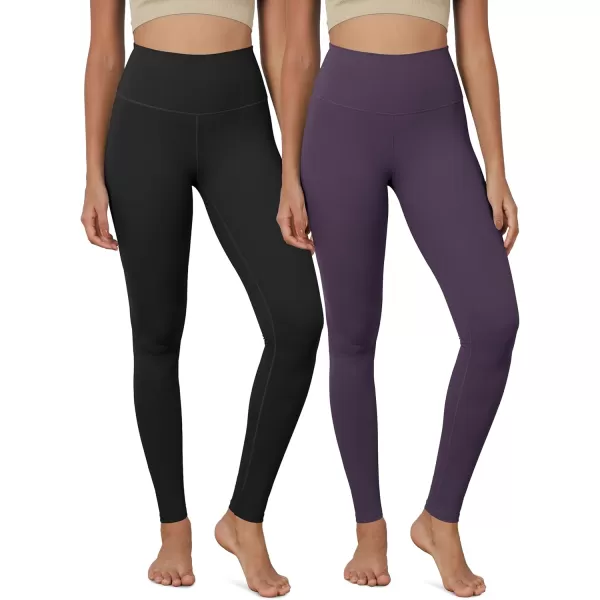ODODOS ODCLOUD 2Pack Buttery Soft Lounge Yoga Leggings for Women 23quot  25quot 28quot High Waist Yoga PantsBlackdark Purple
