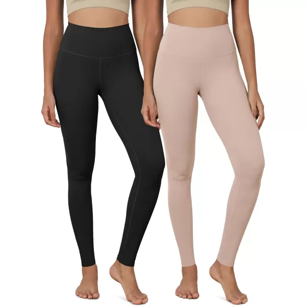 ODODOS ODCLOUD 2Pack Buttery Soft Lounge Yoga Leggings for Women 23quot  25quot 28quot High Waist Yoga PantsBlackdusty Pink
