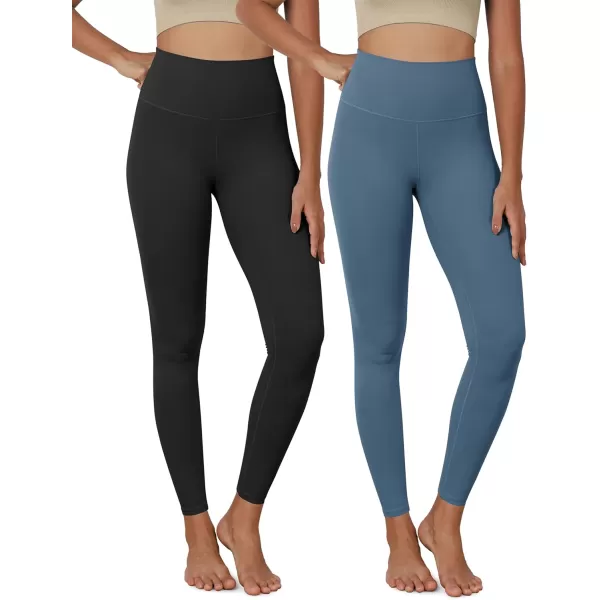 ODODOS ODCLOUD 2Pack Buttery Soft Lounge Yoga Leggings for Women 23quot  25quot 28quot High Waist Yoga PantsBlackink Blue