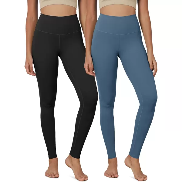 ODODOS ODCLOUD 2Pack Buttery Soft Lounge Yoga Leggings for Women 23quot  25quot 28quot High Waist Yoga PantsBlackink Blue