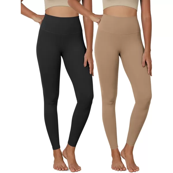 ODODOS ODCLOUD 2Pack Buttery Soft Lounge Yoga Leggings for Women 23quot  25quot 28quot High Waist Yoga PantsBlacklight Brown