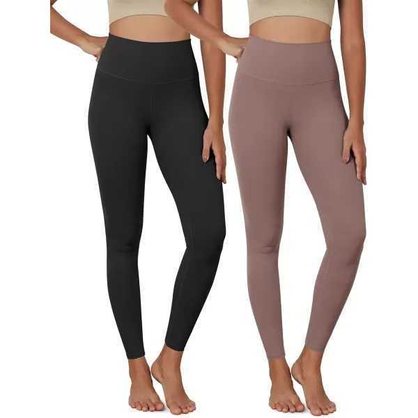 ODODOS ODCLOUD 2Pack Buttery Soft Lounge Yoga Leggings for Women 23quot  25quot 28quot High Waist Yoga PantsBlackpurple Taupe
