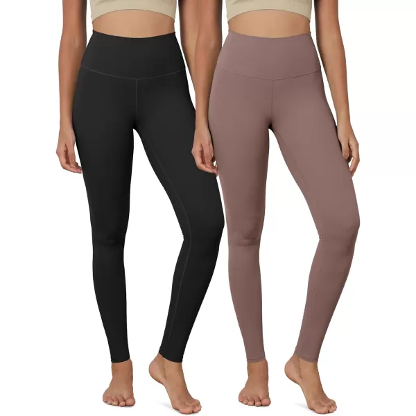 ODODOS ODCLOUD 2Pack Buttery Soft Lounge Yoga Leggings for Women 23quot  25quot 28quot High Waist Yoga PantsBlackpurple Taupe