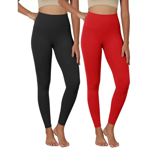ODODOS ODCLOUD 2Pack Buttery Soft Lounge Yoga Leggings for Women 23quot  25quot 28quot High Waist Yoga PantsBlackred