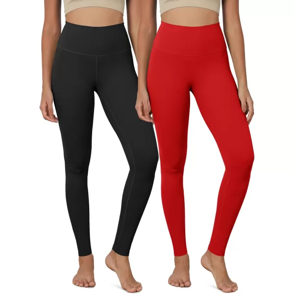 ODODOS ODCLOUD 2Pack Buttery Soft Lounge Yoga Leggings for Women 23quot  25quot 28quot High Waist Yoga PantsBlackred