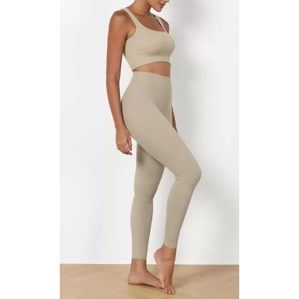 ODODOS ODCLOUD 2Pack Buttery Soft Lounge Yoga Leggings for Women 23quot  25quot 28quot High Waist Yoga PantsBlackshaker Beige