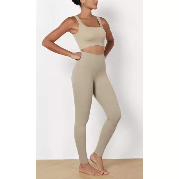 ODODOS ODCLOUD 2Pack Buttery Soft Lounge Yoga Leggings for Women 23quot  25quot 28quot High Waist Yoga PantsBlackshaker Beige