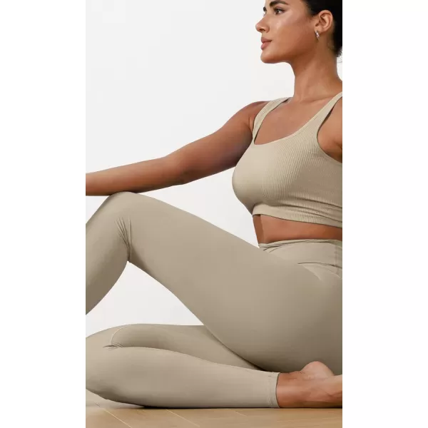 ODODOS ODCLOUD 2Pack Buttery Soft Lounge Yoga Leggings for Women 23quot  25quot 28quot High Waist Yoga PantsBlackshaker Beige