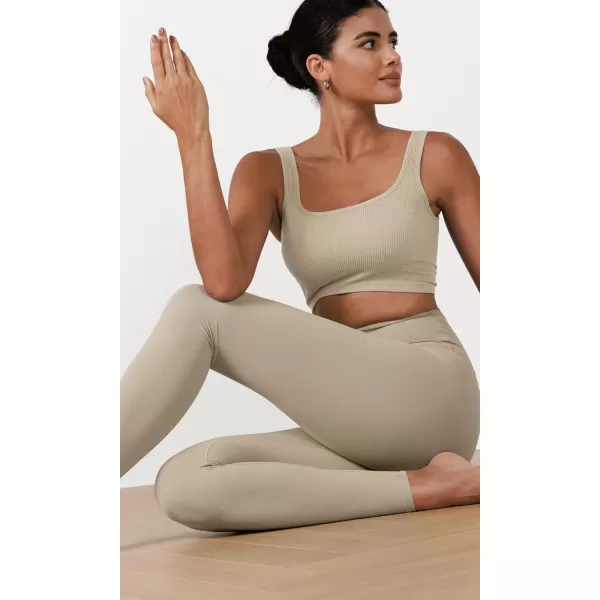 ODODOS ODCLOUD 2Pack Buttery Soft Lounge Yoga Leggings for Women 23quot  25quot 28quot High Waist Yoga PantsBlackshaker Beige