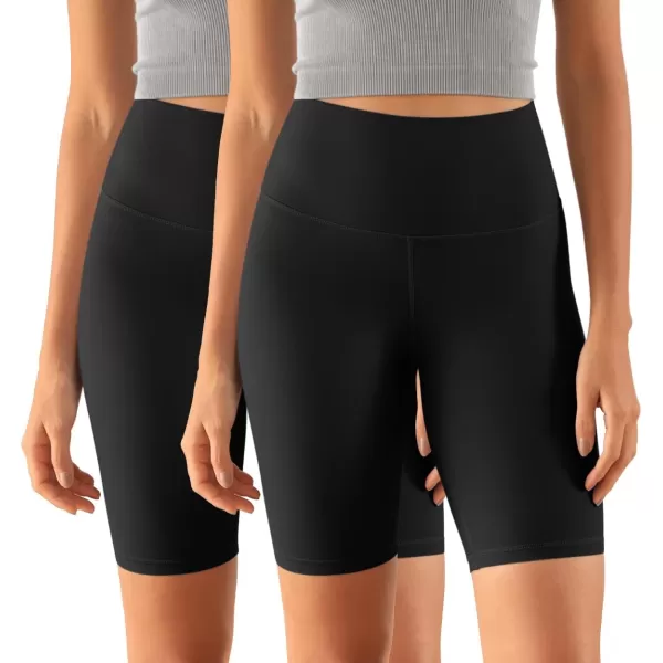 ODODOS ODCLOUD 2Pack Lounge Yoga Shorts for Women 4quot  6quot  8quot 10quot High Waist Buttery Soft Biker Shorts1blackblack