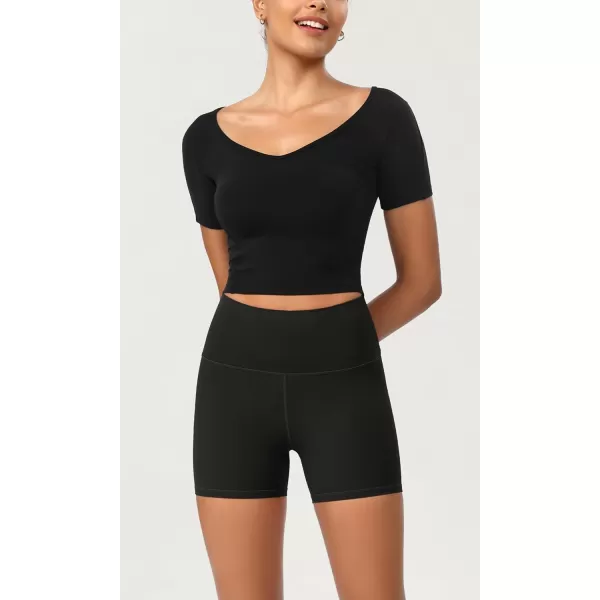 ODODOS ODCLOUD 2Pack Lounge Yoga Shorts for Women 4quot  6quot  8quot 10quot High Waist Buttery Soft Biker Shorts1blackblack