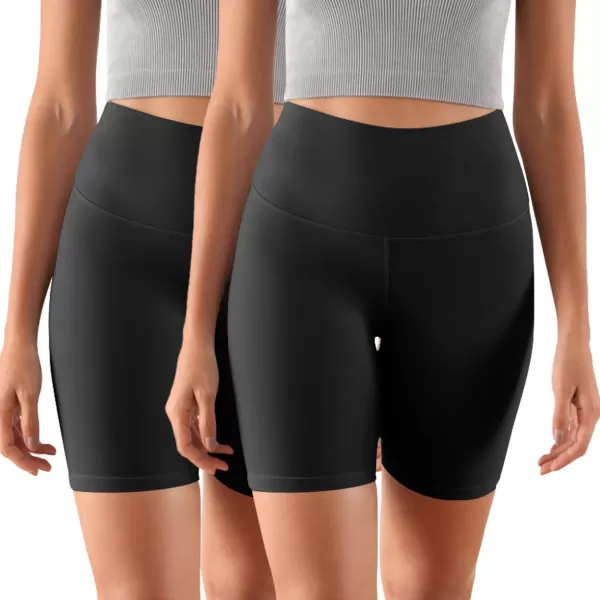 ODODOS ODCLOUD 2Pack Lounge Yoga Shorts for Women 4quot  6quot  8quot 10quot High Waist Buttery Soft Biker Shorts1blackblack