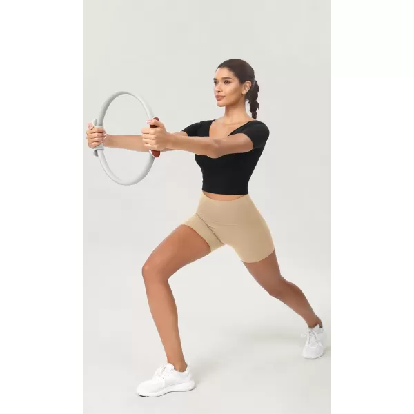 ODODOS ODCLOUD 2Pack Lounge Yoga Shorts for Women 4quot  6quot  8quot 10quot High Waist Buttery Soft Biker ShortsBlackbeige