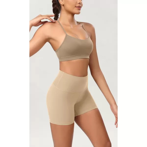 ODODOS ODCLOUD 2Pack Lounge Yoga Shorts for Women 4quot  6quot  8quot 10quot High Waist Buttery Soft Biker ShortsBlackbeige