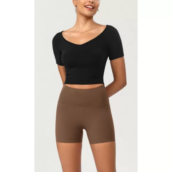 ODODOS ODCLOUD 2Pack Lounge Yoga Shorts for Women 4quot  6quot  8quot 10quot High Waist Buttery Soft Biker ShortsBlackbrunette