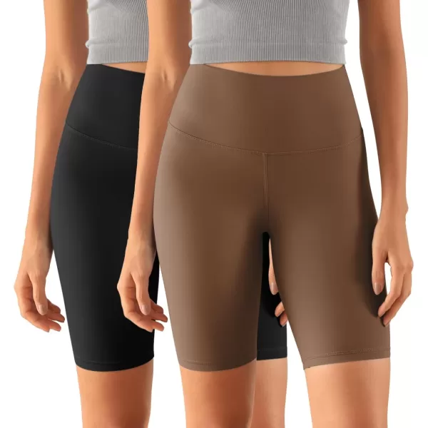 ODODOS ODCLOUD 2Pack Lounge Yoga Shorts for Women 4quot  6quot  8quot 10quot High Waist Buttery Soft Biker ShortsBlackbrunette