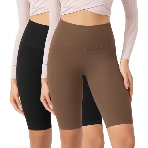 ODODOS ODCLOUD 2Pack Lounge Yoga Shorts for Women 4quot  6quot  8quot 10quot High Waist Buttery Soft Biker ShortsBlackbrunette