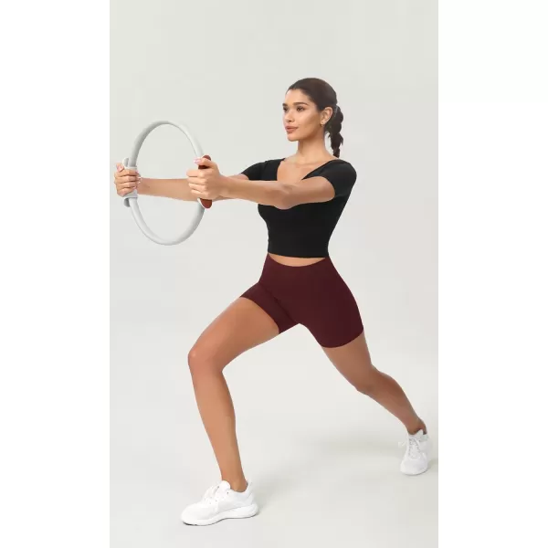 ODODOS ODCLOUD 2Pack Lounge Yoga Shorts for Women 4quot  6quot  8quot 10quot High Waist Buttery Soft Biker ShortsBlackburgundy