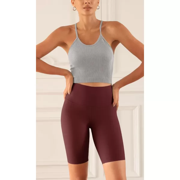ODODOS ODCLOUD 2Pack Lounge Yoga Shorts for Women 4quot  6quot  8quot 10quot High Waist Buttery Soft Biker ShortsBlackburgundy