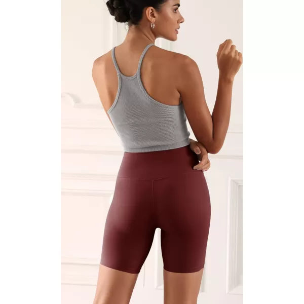 ODODOS ODCLOUD 2Pack Lounge Yoga Shorts for Women 4quot  6quot  8quot 10quot High Waist Buttery Soft Biker ShortsBlackburgundy