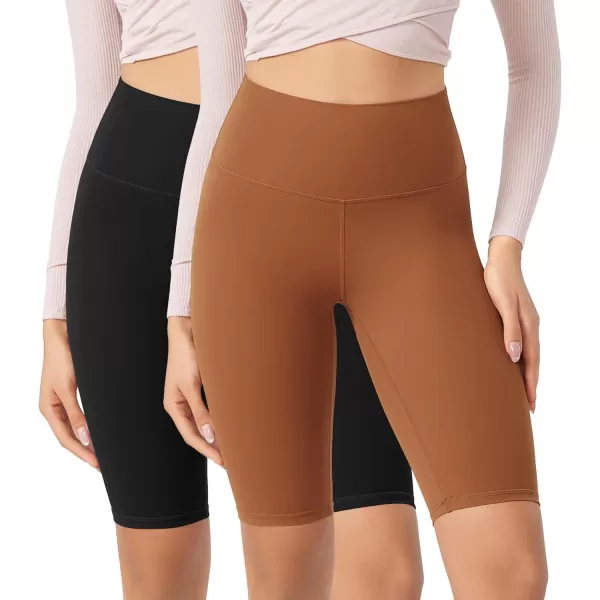 ODODOS ODCLOUD 2Pack Lounge Yoga Shorts for Women 4quot  6quot  8quot 10quot High Waist Buttery Soft Biker ShortsBlackcaramel