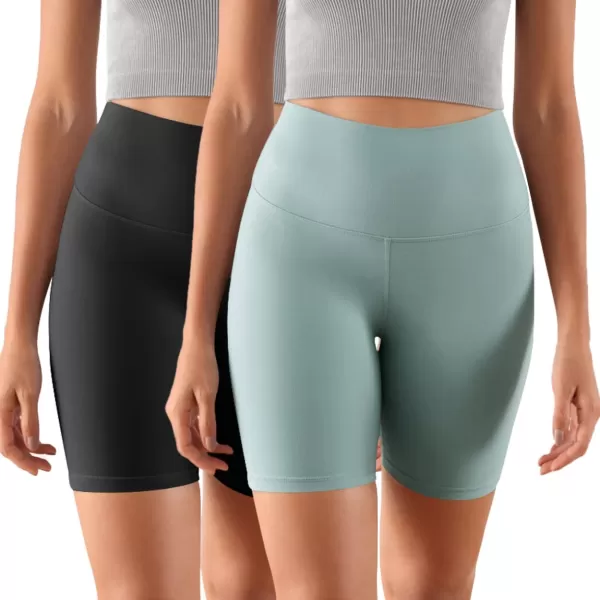 ODODOS ODCLOUD 2Pack Lounge Yoga Shorts for Women 4quot  6quot  8quot 10quot High Waist Buttery Soft Biker ShortsBlackchambray