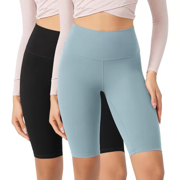 ODODOS ODCLOUD 2Pack Lounge Yoga Shorts for Women 4quot  6quot  8quot 10quot High Waist Buttery Soft Biker ShortsBlackchambray