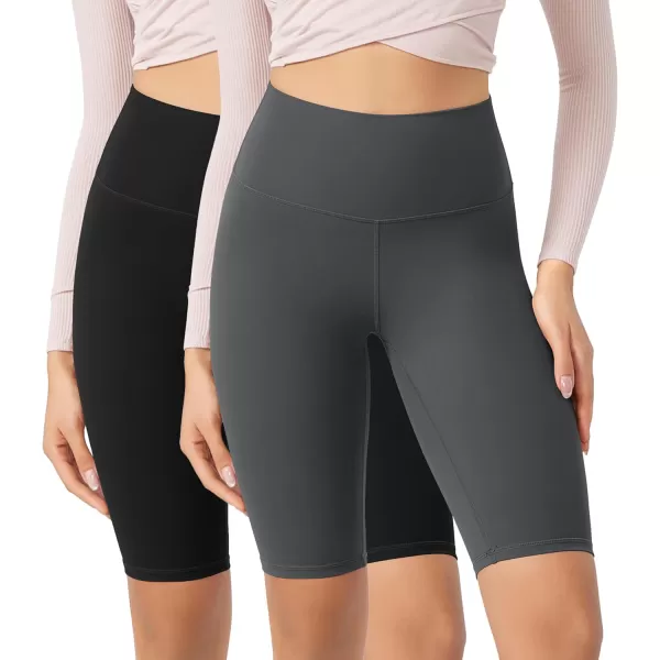 ODODOS ODCLOUD 2Pack Lounge Yoga Shorts for Women 4quot  6quot  8quot 10quot High Waist Buttery Soft Biker ShortsBlackcharcoal