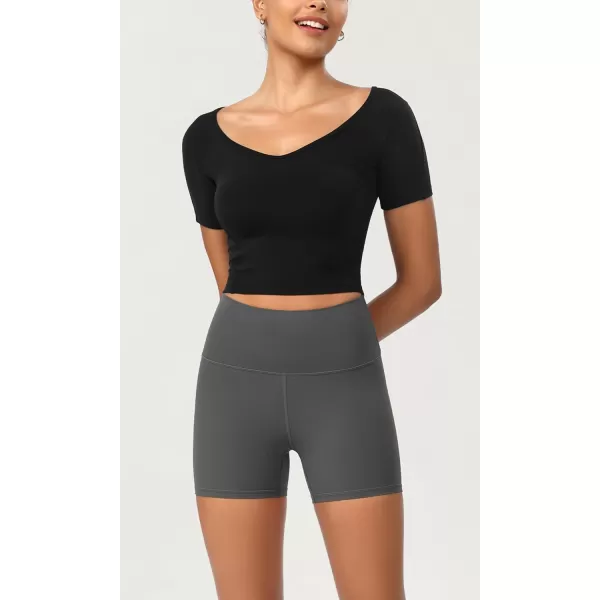 ODODOS ODCLOUD 2Pack Lounge Yoga Shorts for Women 4quot  6quot  8quot 10quot High Waist Buttery Soft Biker ShortsBlackcharcoal