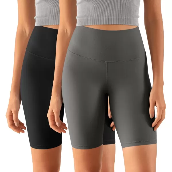 ODODOS ODCLOUD 2Pack Lounge Yoga Shorts for Women 4quot  6quot  8quot 10quot High Waist Buttery Soft Biker ShortsBlackcharcoal