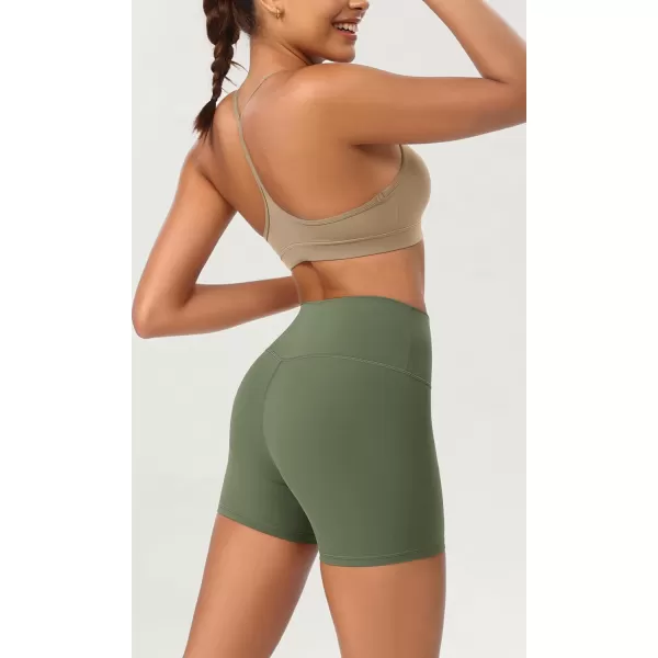 ODODOS ODCLOUD 2Pack Lounge Yoga Shorts for Women 4quot  6quot  8quot 10quot High Waist Buttery Soft Biker ShortsBlackdark Olive