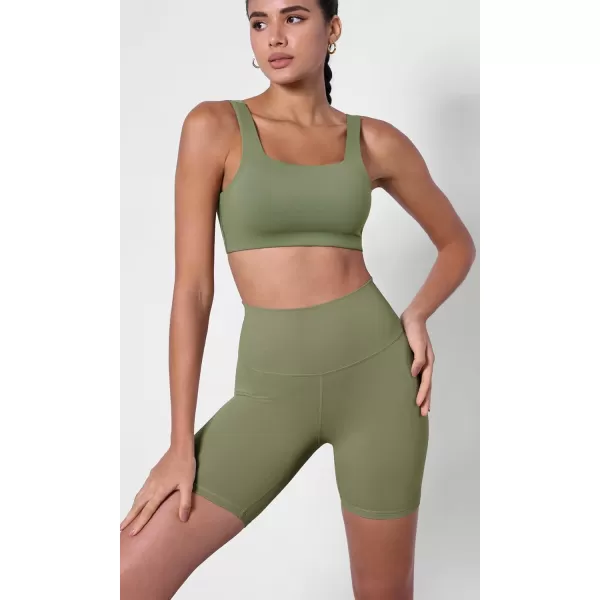 ODODOS ODCLOUD 2Pack Lounge Yoga Shorts for Women 4quot  6quot  8quot 10quot High Waist Buttery Soft Biker ShortsBlackdark Olive