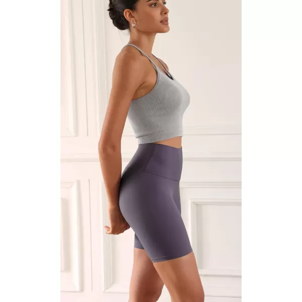 ODODOS ODCLOUD 2Pack Lounge Yoga Shorts for Women 4quot  6quot  8quot 10quot High Waist Buttery Soft Biker ShortsBlackdark Purple