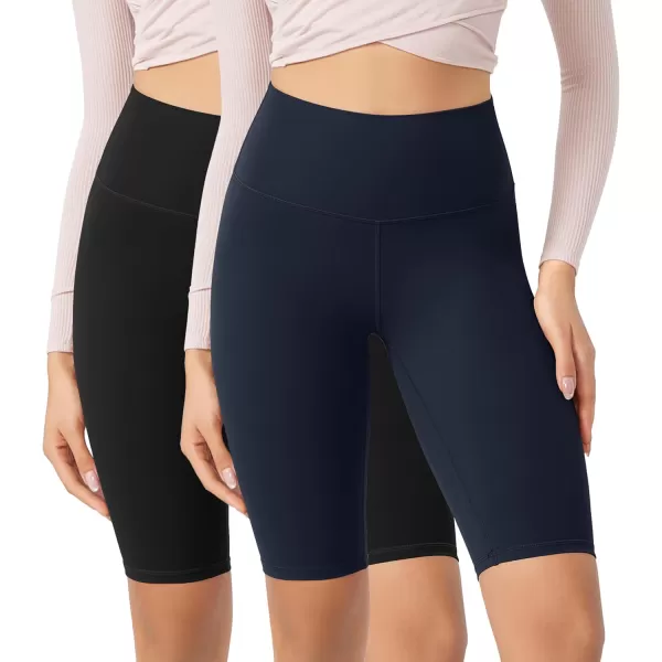 ODODOS ODCLOUD 2Pack Lounge Yoga Shorts for Women 4quot  6quot  8quot 10quot High Waist Buttery Soft Biker ShortsBlackdeep Navy