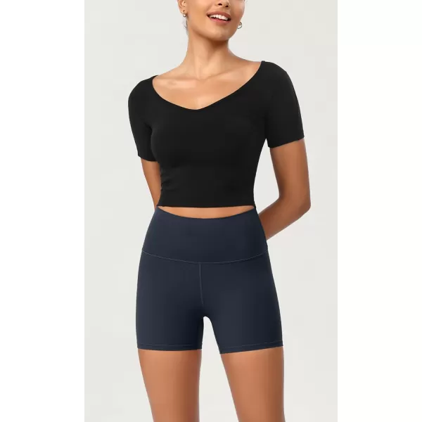 ODODOS ODCLOUD 2Pack Lounge Yoga Shorts for Women 4quot  6quot  8quot 10quot High Waist Buttery Soft Biker ShortsBlackdeep Navy