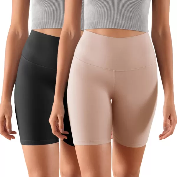 ODODOS ODCLOUD 2Pack Lounge Yoga Shorts for Women 4quot  6quot  8quot 10quot High Waist Buttery Soft Biker ShortsBlackdusty Pink