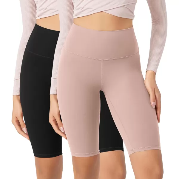ODODOS ODCLOUD 2Pack Lounge Yoga Shorts for Women 4quot  6quot  8quot 10quot High Waist Buttery Soft Biker ShortsBlackdusty Pink