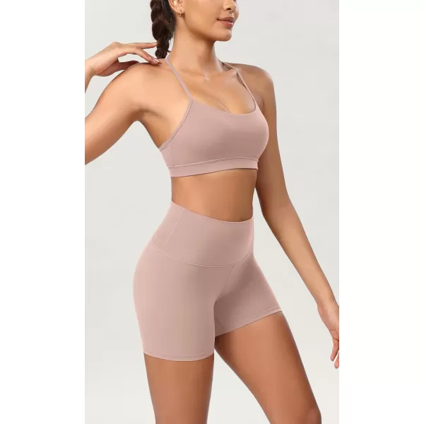 ODODOS ODCLOUD 2Pack Lounge Yoga Shorts for Women 4quot  6quot  8quot 10quot High Waist Buttery Soft Biker ShortsBlackdusty Pink