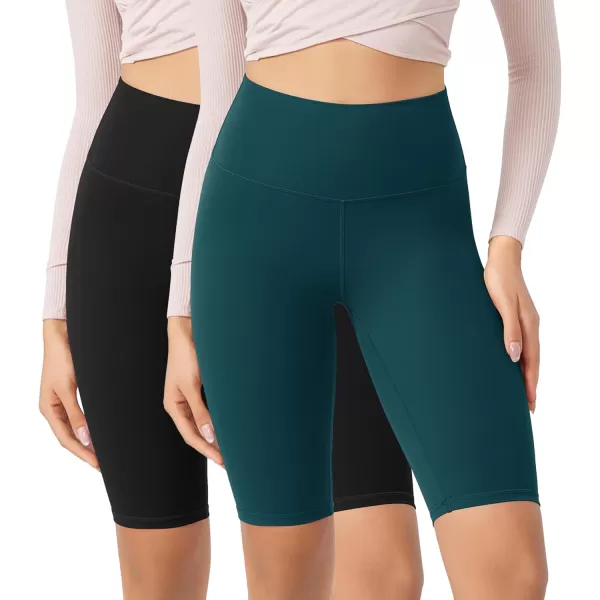 ODODOS ODCLOUD 2Pack Lounge Yoga Shorts for Women 4quot  6quot  8quot 10quot High Waist Buttery Soft Biker ShortsBlackforest Teal