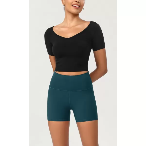 ODODOS ODCLOUD 2Pack Lounge Yoga Shorts for Women 4quot  6quot  8quot 10quot High Waist Buttery Soft Biker ShortsBlackforest Teal