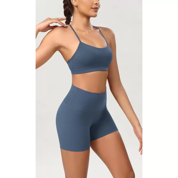 ODODOS ODCLOUD 2Pack Lounge Yoga Shorts for Women 4quot  6quot  8quot 10quot High Waist Buttery Soft Biker ShortsBlackink Blue