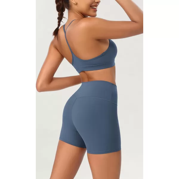 ODODOS ODCLOUD 2Pack Lounge Yoga Shorts for Women 4quot  6quot  8quot 10quot High Waist Buttery Soft Biker ShortsBlackink Blue