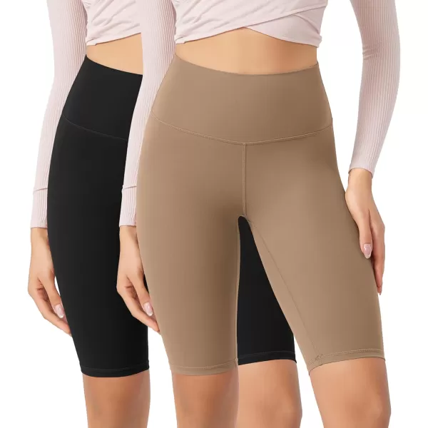ODODOS ODCLOUD 2Pack Lounge Yoga Shorts for Women 4quot  6quot  8quot 10quot High Waist Buttery Soft Biker ShortsBlacklight Brown