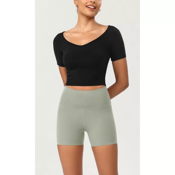 ODODOS ODCLOUD 2Pack Lounge Yoga Shorts for Women 4quot  6quot  8quot 10quot High Waist Buttery Soft Biker ShortsBlacklime Stone